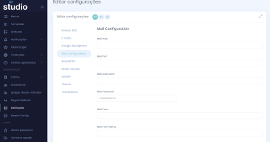 configuração de email